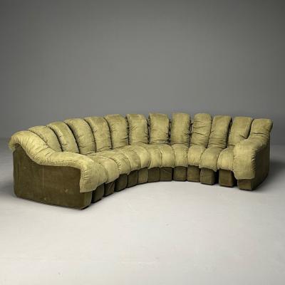  de Sede De Sede Mid Century Modern DS 600 Non Stop Sectional Sofa Green Fabric