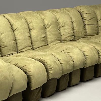  de Sede De Sede Mid Century Modern DS 600 Non Stop Sectional Sofa Green Fabric