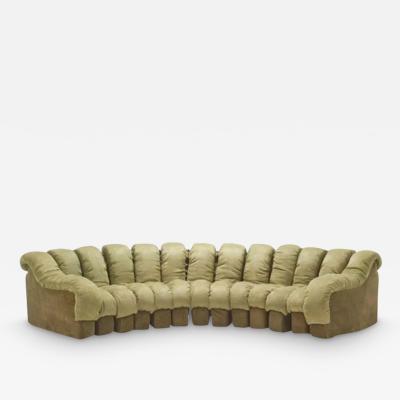  de Sede De Sede Mid Century Modern DS 600 Non Stop Sectional Sofa Green Fabric