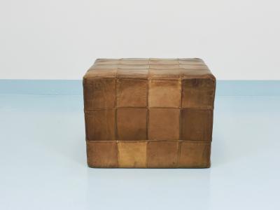  de Sede De Sede Patchwork Leather Cube Stool Pouf Ottoman Switzerland 1970s