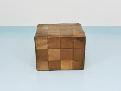  de Sede De Sede Patchwork Leather Cube Stool Pouf Ottoman Switzerland 1970s