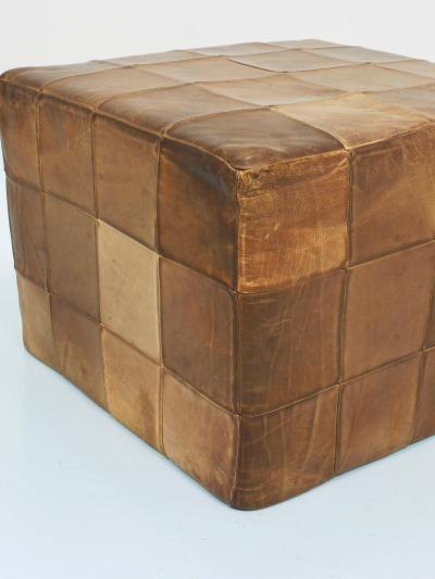  de Sede De Sede Patchwork Leather Cube Stool Pouf Ottoman Switzerland 1970s