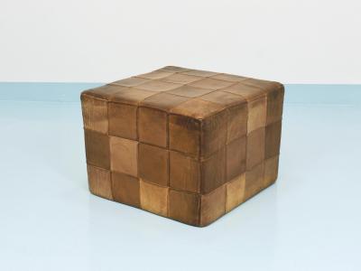  de Sede De Sede Patchwork Leather Cube Stool Pouf Ottoman Switzerland 1970s