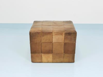  de Sede De Sede Patchwork Leather Cube Stool Pouf Ottoman Switzerland 1970s