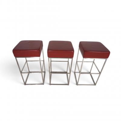 de Sede De Sede set of 3 DS 218 55 leather bar stools by Paolo Piva 2000