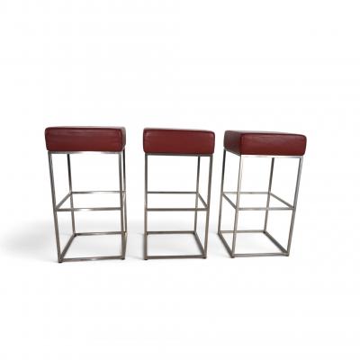  de Sede De Sede set of 3 DS 218 55 leather bar stools by Paolo Piva 2000