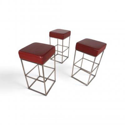  de Sede De Sede set of 3 DS 218 55 leather bar stools by Paolo Piva 2000