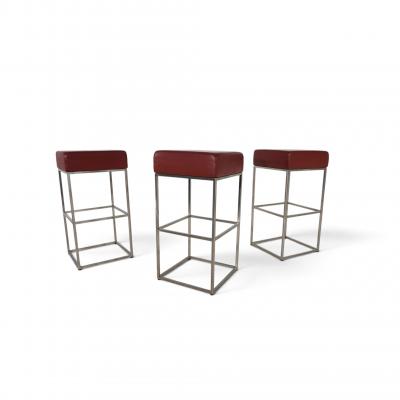  de Sede De Sede set of 3 DS 218 55 leather bar stools by Paolo Piva 2000