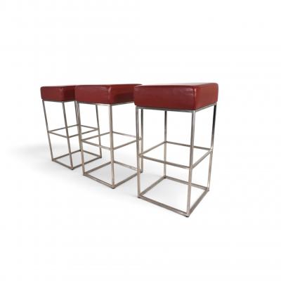  de Sede De Sede set of 3 DS 218 55 leather bar stools by Paolo Piva 2000