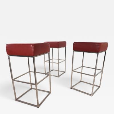  de Sede De Sede set of 3 DS 218 55 leather bar stools by Paolo Piva 2000