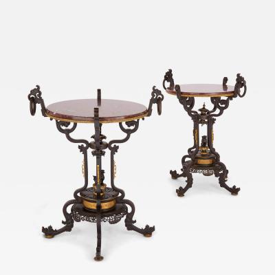  douard Li vre Antique pair of French Japonisme bronze and marble gueridons