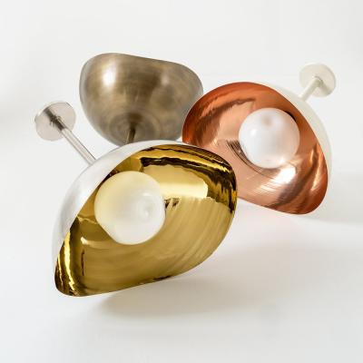  form A Perla Grande Ceiling Light Polished Brass Interior and Satin Nickel Exterior