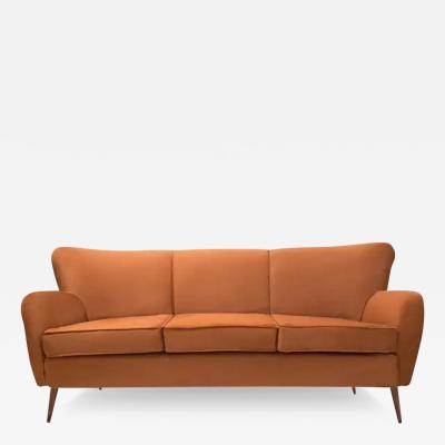  formA Brazilian Modern Three Seat Sofa in Ochre Velvet Hardwood by Forma Brazil