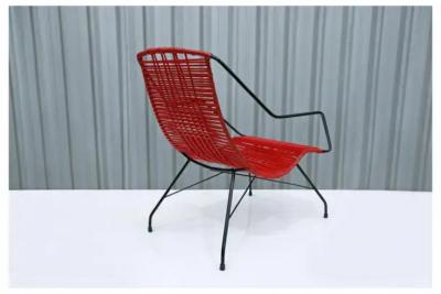  formA Mid Century Modern Armchair in Red Synthetic Chord Iron by Forma 1950s