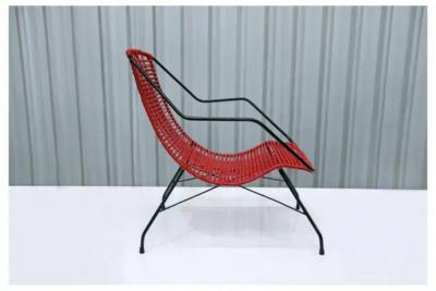 formA Mid Century Modern Armchair in Red Synthetic Chord Iron by Forma 1950s