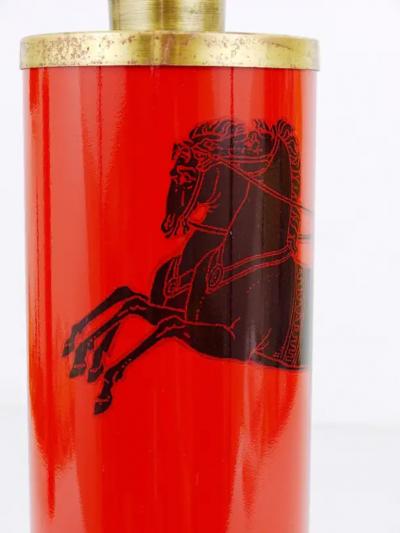 fornasetti Piero Fornasetti Greek Warrior Red and Black MidCentury Table Lamp Italy 1950s
