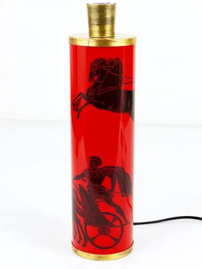  fornasetti Piero Fornasetti Greek Warrior Red and Black MidCentury Table Lamp Italy 1950s