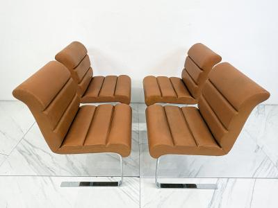  i4 Mariani Set of 4 Lugano Chairs in Cognac Leather i4 Mariani for Pace Collection 1970s