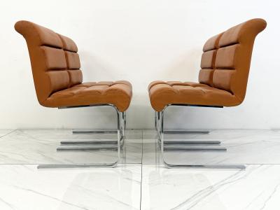  i4 Mariani Set of 4 Lugano Chairs in Cognac Leather i4 Mariani for Pace Collection 1970s