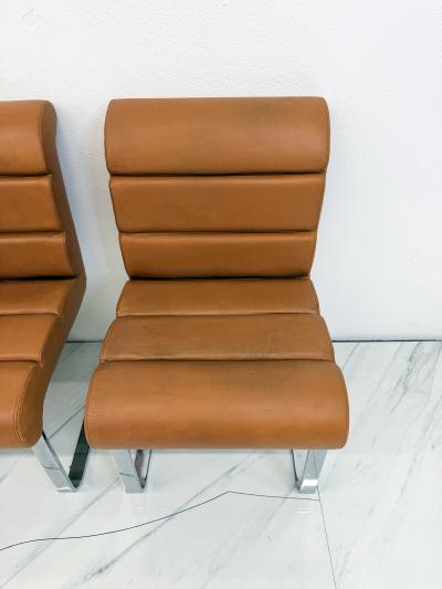  i4 Mariani Set of 4 Lugano Chairs in Cognac Leather i4 Mariani for Pace Collection 1970s