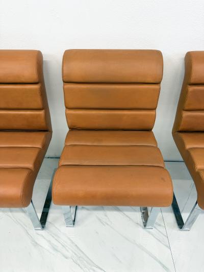  i4 Mariani Set of 4 Lugano Chairs in Cognac Leather i4 Mariani for Pace Collection 1970s