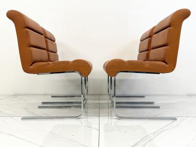  i4 Mariani Set of 4 Lugano Chairs in Cognac Leather i4 Mariani for Pace Collection 1970s