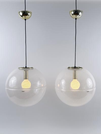  iGuzzini Harvey Guzzini Guzzini 1 of 2 Elegant Mid Century Modern Sfera Pendant Lamps by iGuzzini Italy 1970s
