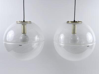  iGuzzini Harvey Guzzini Guzzini 1 of 2 Elegant Mid Century Modern Sfera Pendant Lamps by iGuzzini Italy 1970s