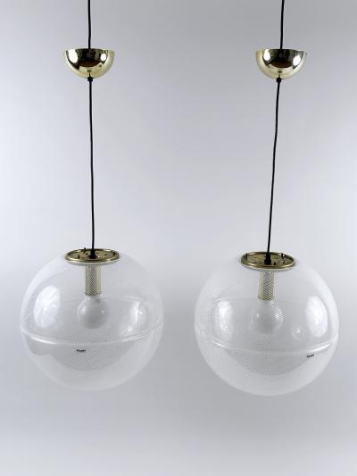 iGuzzini Harvey Guzzini Guzzini 1 of 2 Elegant Mid Century Modern Sfera Pendant Lamps by iGuzzini Italy 1970s