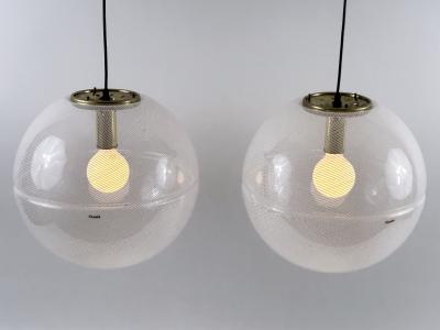  iGuzzini Harvey Guzzini Guzzini 1 of 2 Elegant Mid Century Modern Sfera Pendant Lamps by iGuzzini Italy 1970s