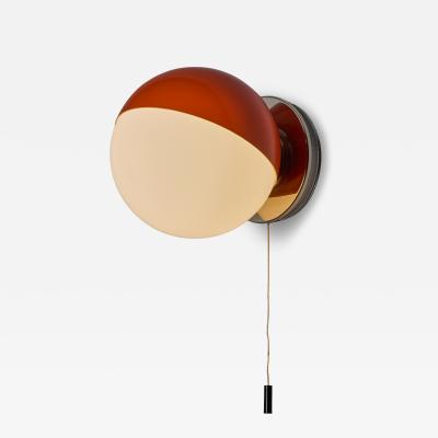  iGuzzini Harvey Guzzini Guzzini 1970s Italian Orange Metal Opaline Glass Wall Lamp Attributed to Guzzini