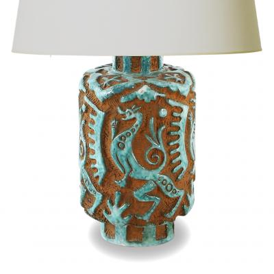  ke Holm Table Lamp with Carved Dragon Design by Ake Holm