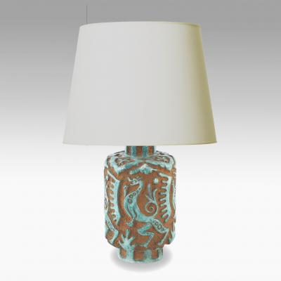  ke Holm Table Lamp with Carved Dragon Design by Ake Holm