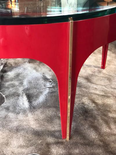  ma 39 Ma 39s Custom Red and Brass Magnifying Lens Coffee Table