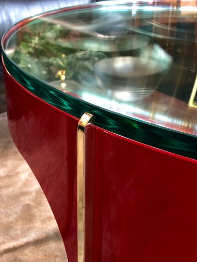  ma 39 Ma 39s Custom Red and Brass Magnifying Lens Coffee Table
