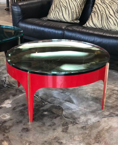  ma 39 Ma 39s Custom Red and Brass Magnifying Lens Coffee Table