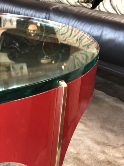  ma 39 Ma 39s Custom Red and Brass Magnifying Lens Coffee Table