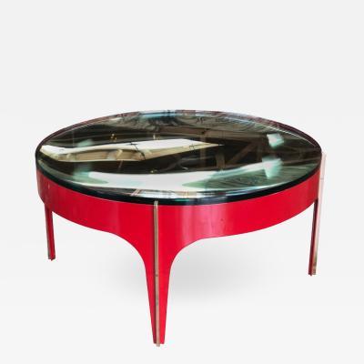  ma 39 Ma 39s Custom Red and Brass Magnifying Lens Coffee Table