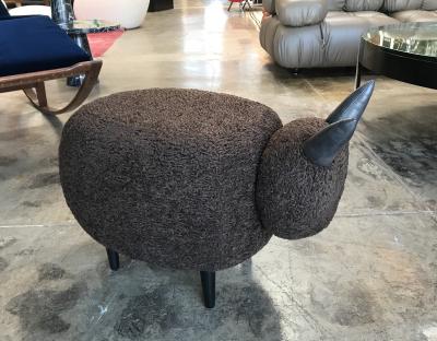  ma 39 Ma39 Pouf in Carved Wood Dark Brown Sheep Italy 21st Century