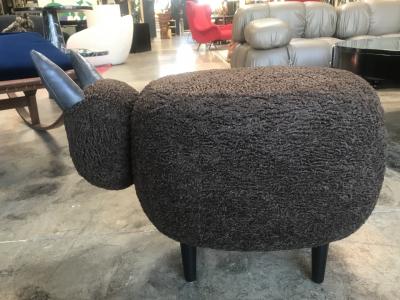  ma 39 Ma39 Pouf in Carved Wood Dark Brown Sheep Italy 21st Century