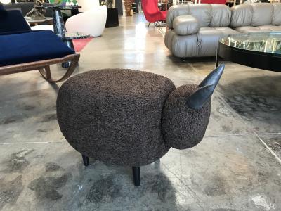  ma 39 Ma39 Pouf in Carved Wood Dark Brown Sheep Italy 21st Century
