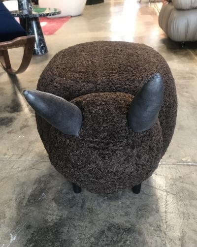  ma 39 Ma39 Pouf in Carved Wood Dark Brown Sheep Italy 21st Century