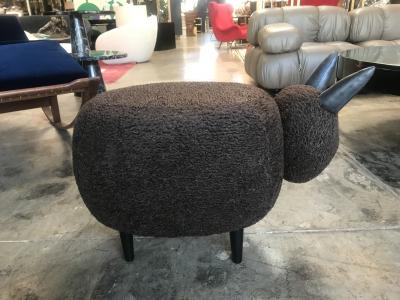  ma 39 Ma39 Pouf in Carved Wood Dark Brown Sheep Italy 21st Century