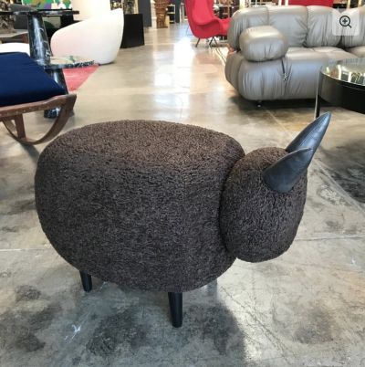  ma 39 Ma39 Pouf in Carved Wood Dark Brown Sheep Italy 21st Century