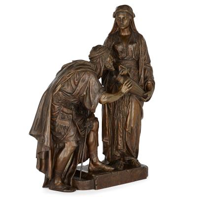  mile Coriolan Hippolyte Guillemin Orientalist bronze group of Biblical subject by Guillemin