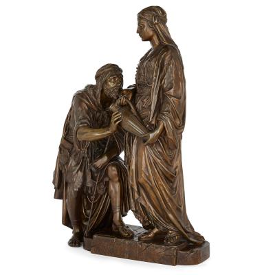  mile Coriolan Hippolyte Guillemin Orientalist bronze group of Biblical subject by Guillemin