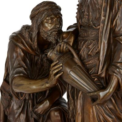 mile Coriolan Hippolyte Guillemin Orientalist bronze group of Biblical subject by Guillemin