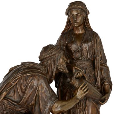  mile Coriolan Hippolyte Guillemin Orientalist bronze group of Biblical subject by Guillemin