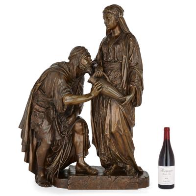  mile Coriolan Hippolyte Guillemin Orientalist bronze group of Biblical subject by Guillemin