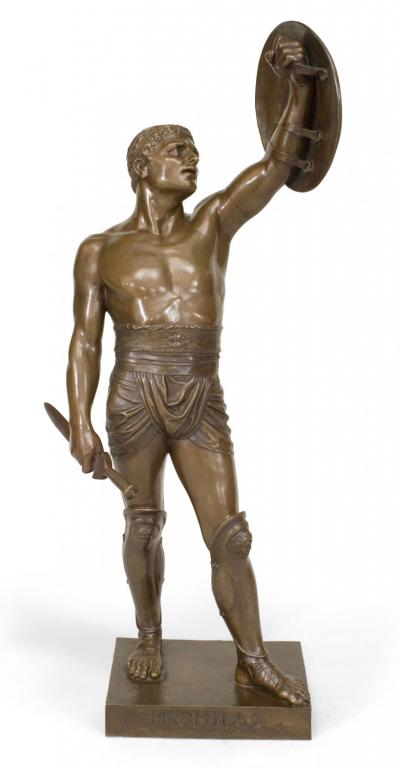  mile Coriolan Hippolyte Guillemin Pair of E Guillemin Bronze Gladiator Figures